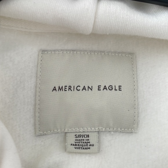American Eagle Oversized White Hoodie Drawstring Sweatshirt Size Small - Picture 2 of 11